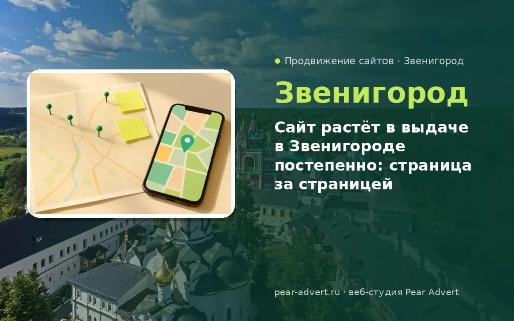 Сайт растёт в выдаче в Звенигороде постепенно: страница за страницей — продвижение сайтов в Звенигороде
