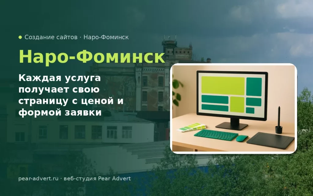 Каждая услуга получает свою страницу с ценой и формой заявки — создание сайтов в Наро-Фоминске