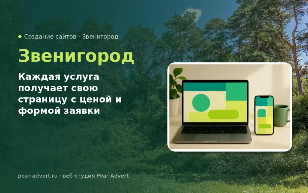 Каждая услуга получает свою страницу с ценой и формой заявки — создание сайтов в Звенигороде
