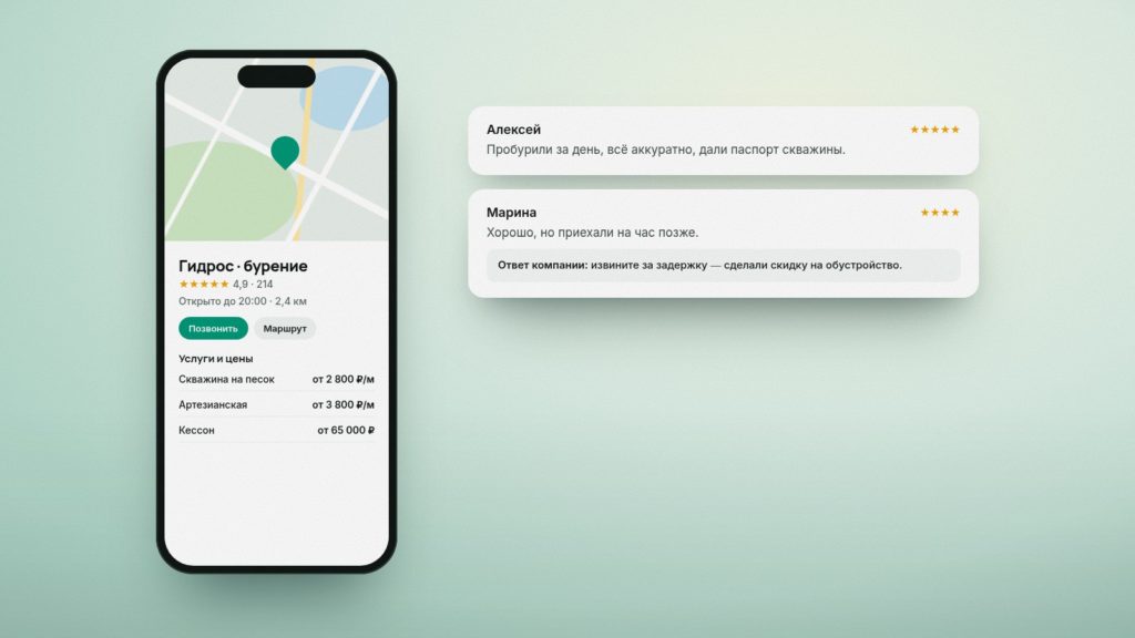 Карточка с ценами и ответами на отзывы продаёт без перехода на сайт