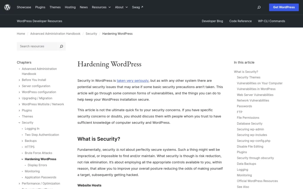 Официальное руководство WordPress по усилению защиты сайта (Hardening WordPress)
