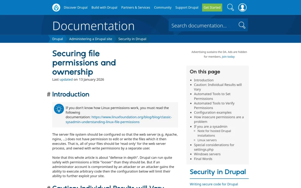Руководство Drupal по правам на файлы и владельцам